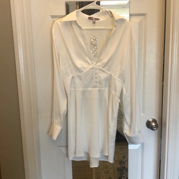 White Urban Outfitters Corseted Shirt Dress - Picture 2 of 4